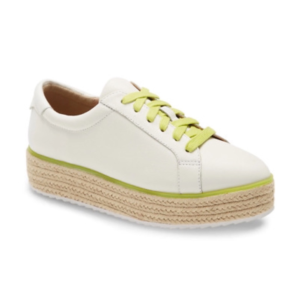 Halogen x Atlantic-Pacific Theodora Leather Platform Espadrille Sneakers White